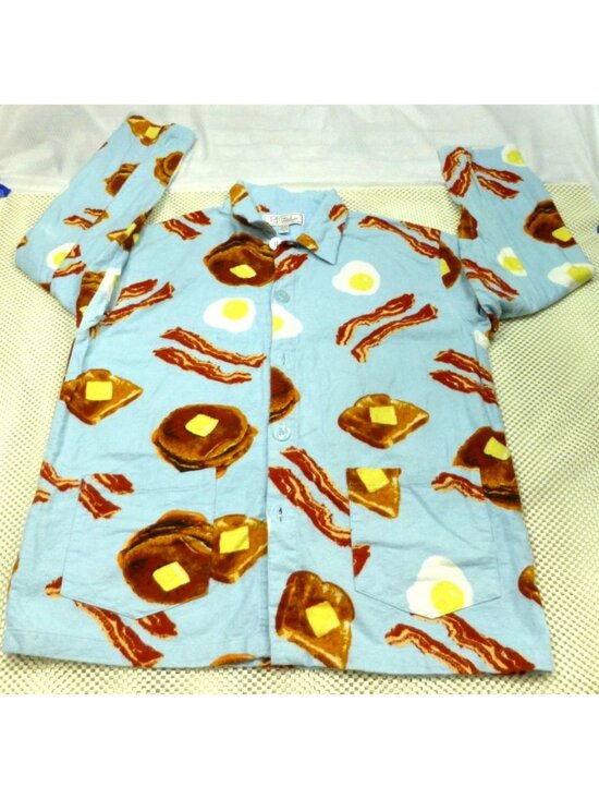 PJ Studio Other - Breakfast-Themed PJ Studio Blue Cotton Pajama Set With Bacon Eggs & Pancakes Pri